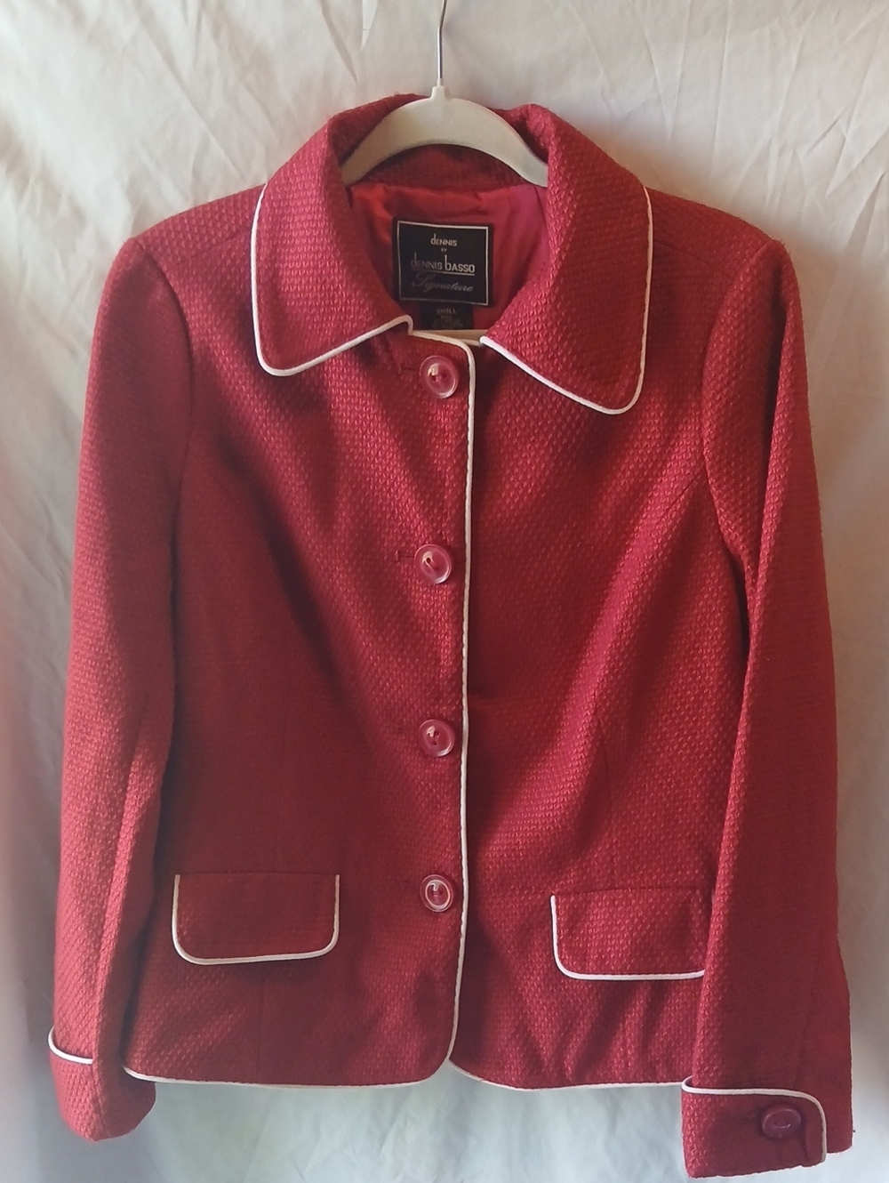 dennis basso Red Jacket with White Piping